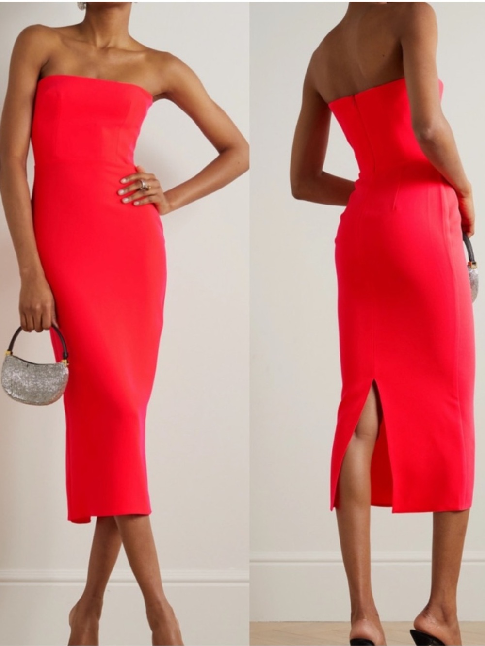 Alex Perry Strapless Red Midi Dress